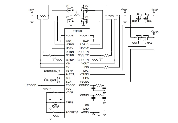 Application Circuit Diagram - Richtek RT6190 4-Switch Buck-Boost Controller